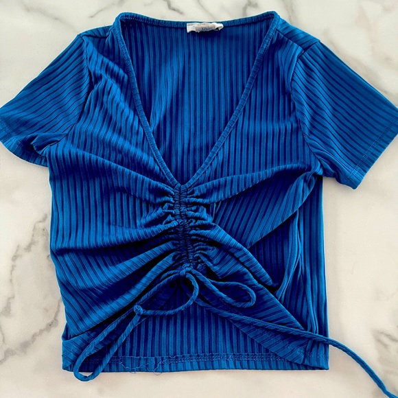 Better Be Ruched Drawstring Ribbed Crop Top - Picture 1 of 4